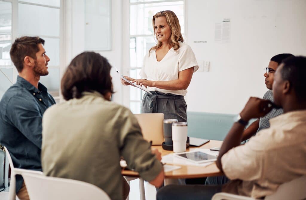 Business,People,,Meeting,And,Manager,With,Document,For,Ideas,,Advice